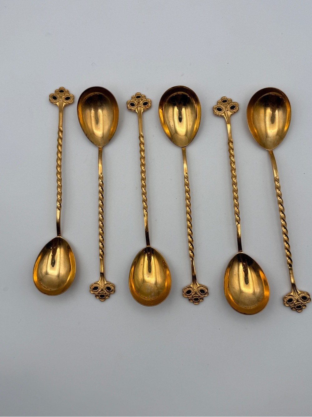 Vintage silver plated and gold plated set Of 6 spoons Melchior SOVIET USSR